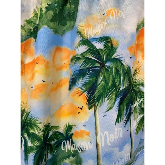 Maison Noir Blue Tan Orange Tropical Island Swim Trunks Shorts Size L Vacation - Picture 2 of 6